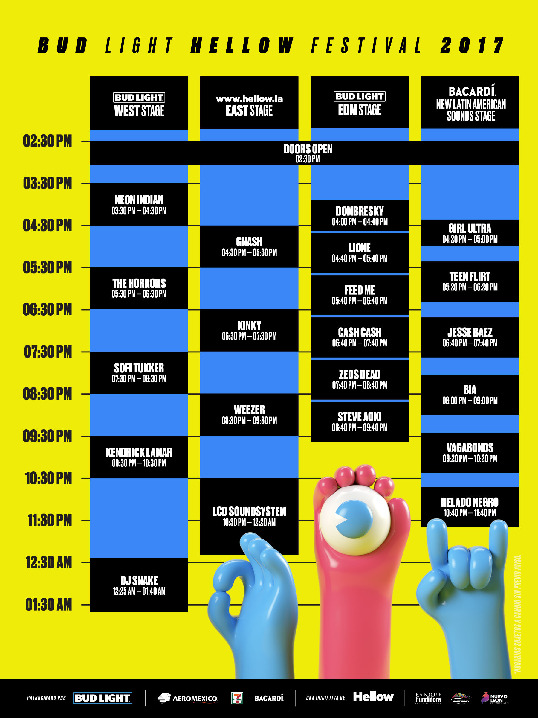 Horarios Bud Light Hellow Festival 2017